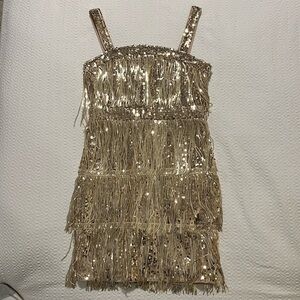 Gold sequin fringe dress Halloween or Taylor swift fearless era costume